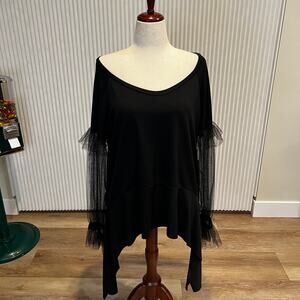 XD XENIA DESIGN Women's OIZ4 Fancy SLV.GOR.TUNIQUE Blouse Size XL In Black